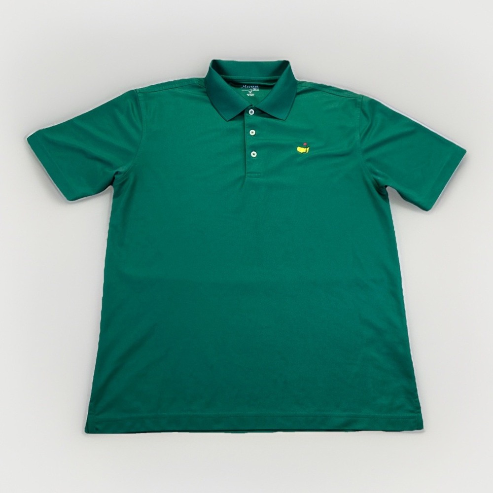 Masters Tech Polo Shirt Mens M Green Short Sleeve Performance Golf Solid Color